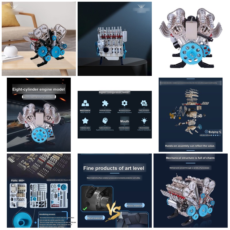 Model Kit Engine V8 - Kit de construction mécanique 3D en